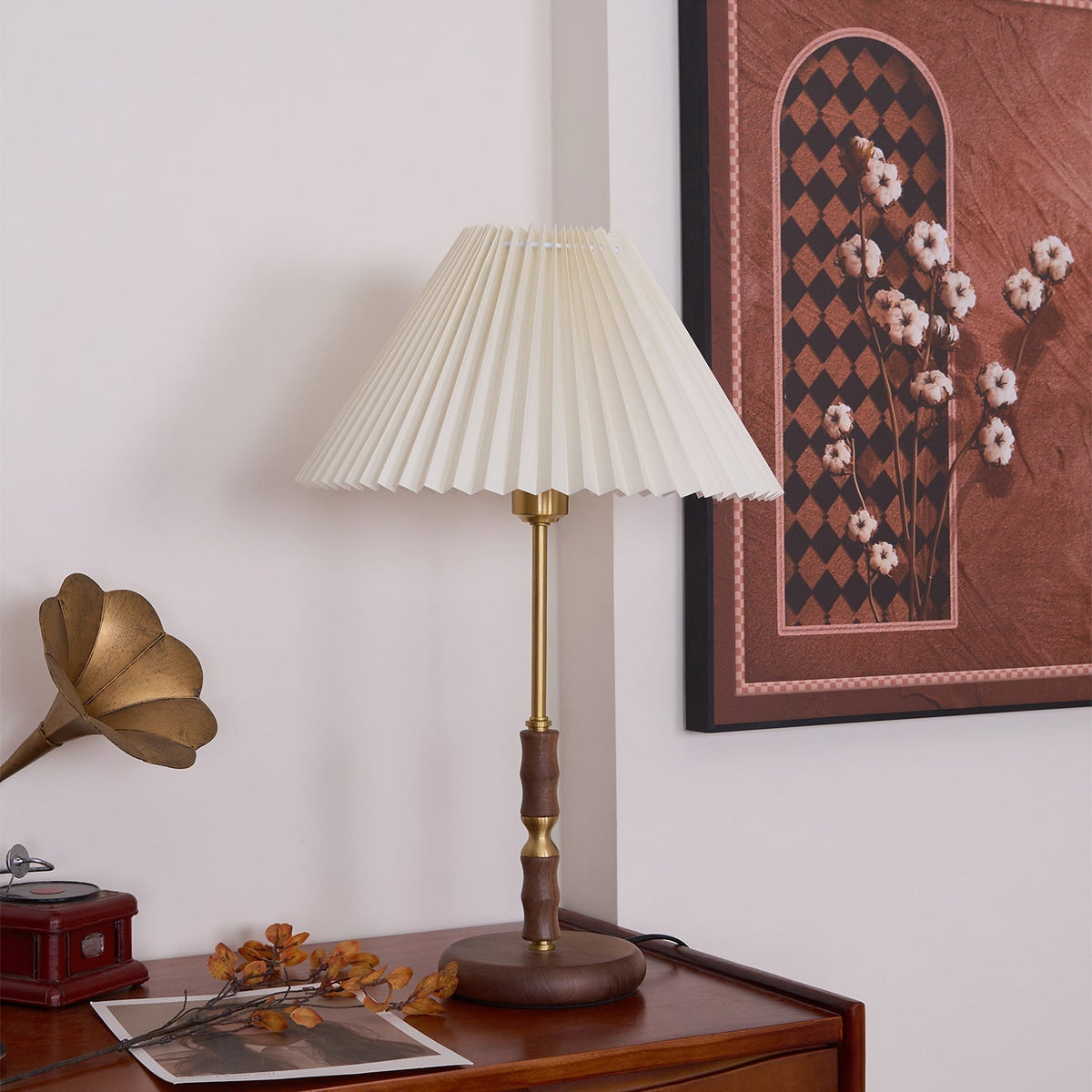 Vovenil lámpara de mesa con pantalla plisada