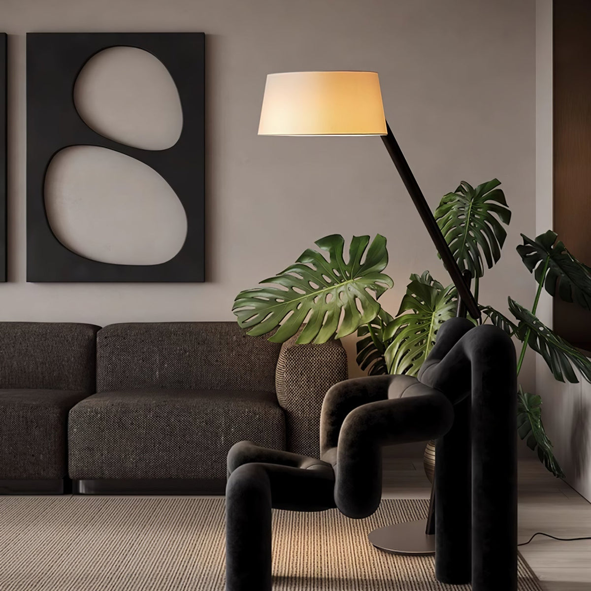 Cethar lámpara de pie de estilo escandinavo con pantalla de tejido