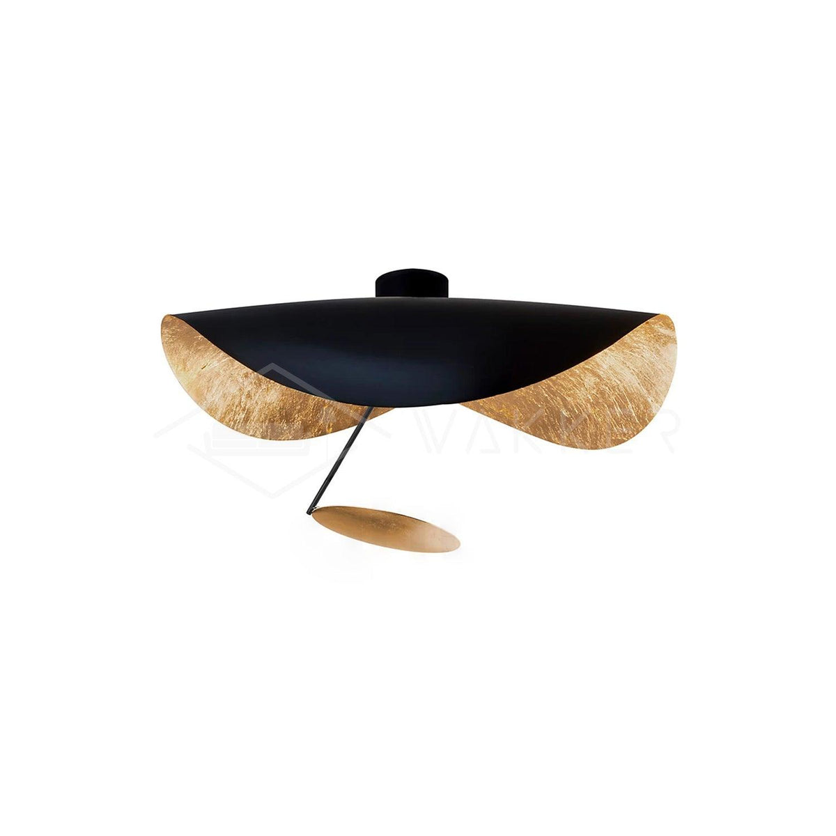 Solenena lámpara de techo Solena con abatidor curvado y interior dorado