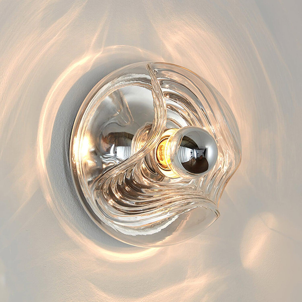 Aplique de pared moderno con textura en espiral, color gris y transparente