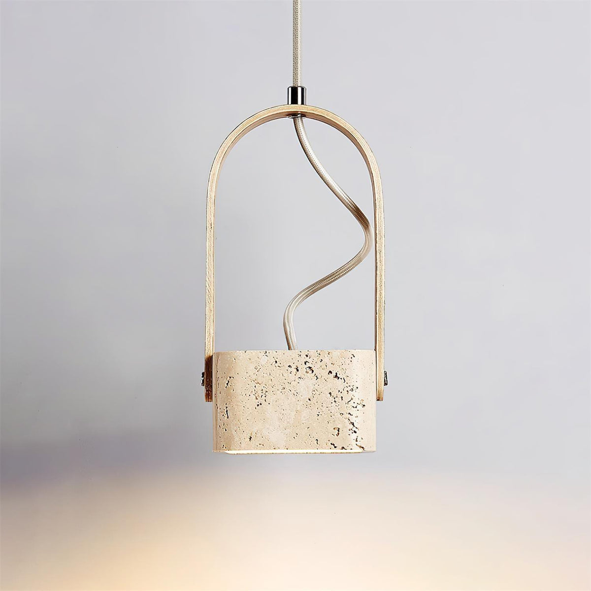 Cesta lámpara colgante Square travertino amarillo