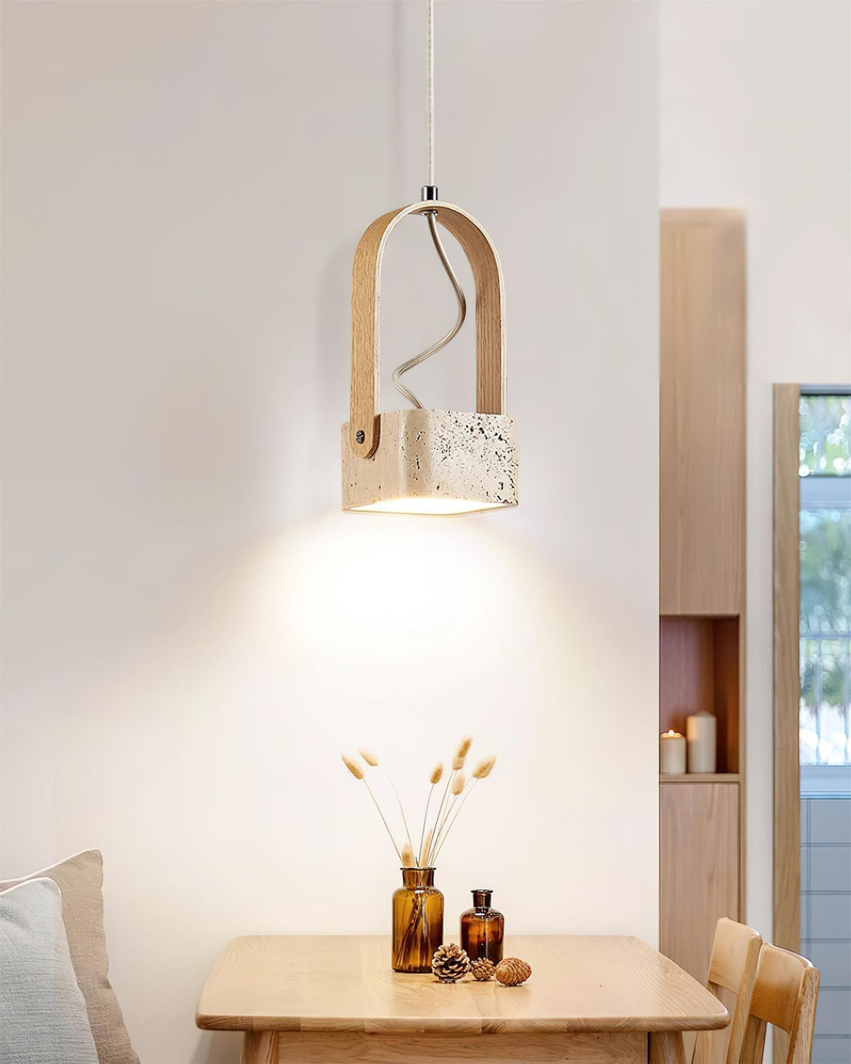 Cesta lámpara colgante Square travertino amarillo