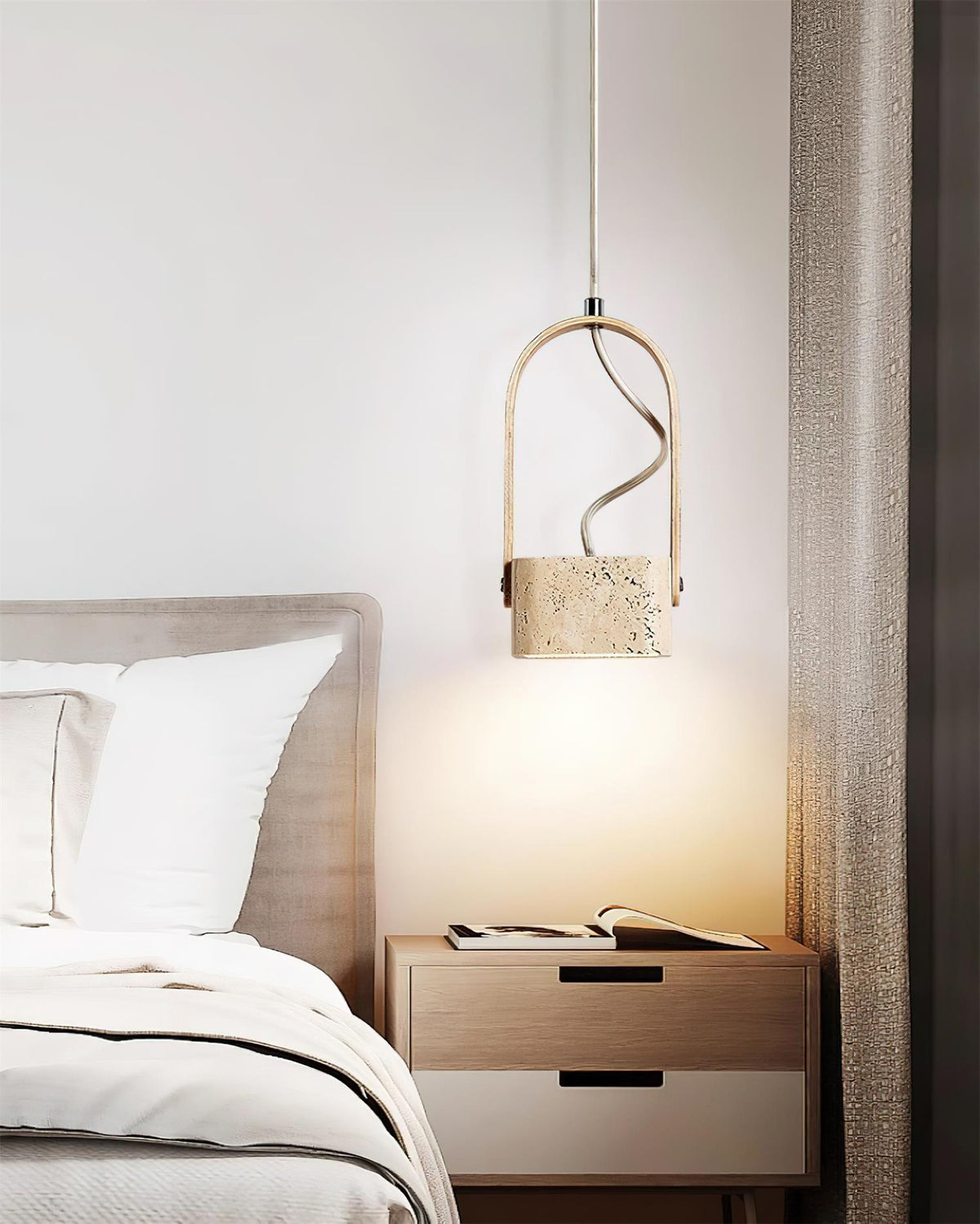 Cesta lámpara colgante Square travertino amarillo