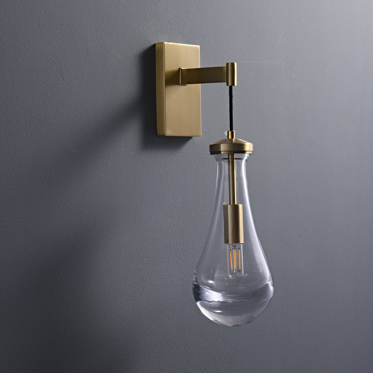 Lyshaos aplique de pared moderno minimalista de vidrio y latón
