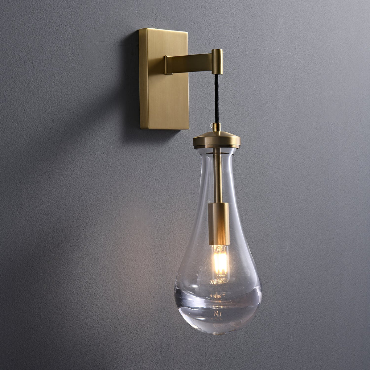 Lyshaos aplique de pared moderno minimalista de vidrio y latón