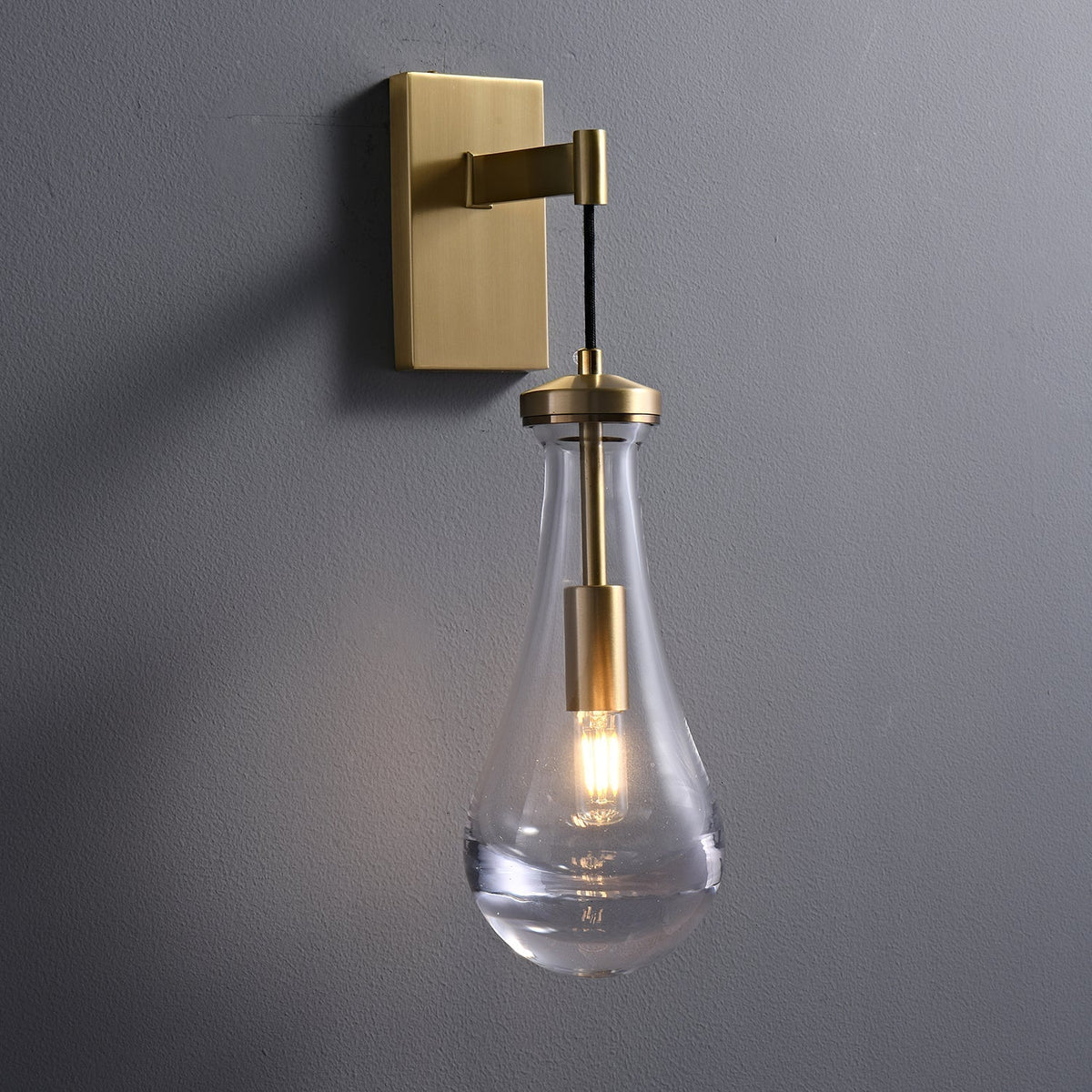 Lyshaos aplique de pared moderno minimalista de vidrio y latón