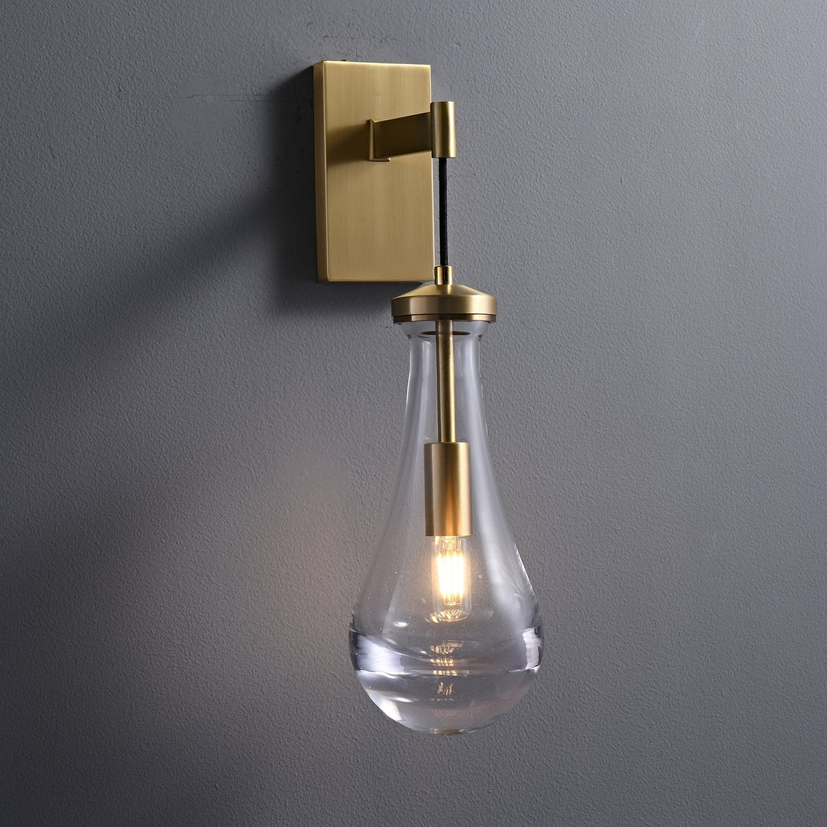 Lyshaos aplique de pared moderno minimalista de vidrio y latón