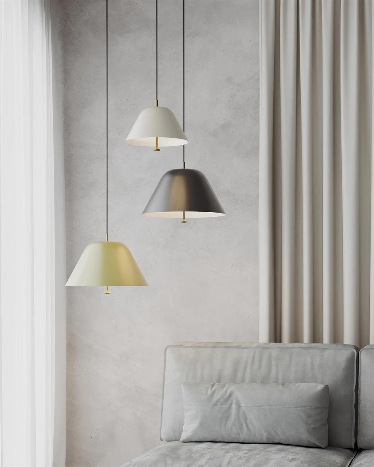 Lámpara colgante moderna de metal en verde y blanco minimalista