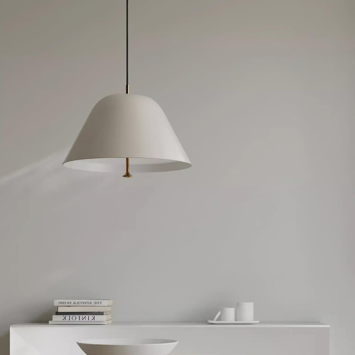 Lámpara colgante moderna de metal en verde y blanco minimalista