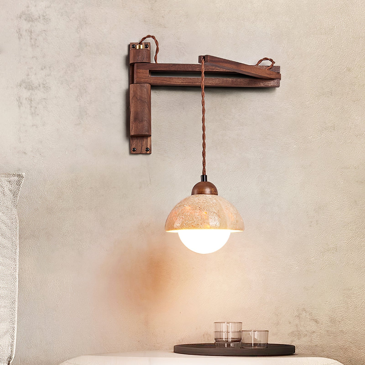 Arboren aplique de pared regulable con cúpula en travertino
