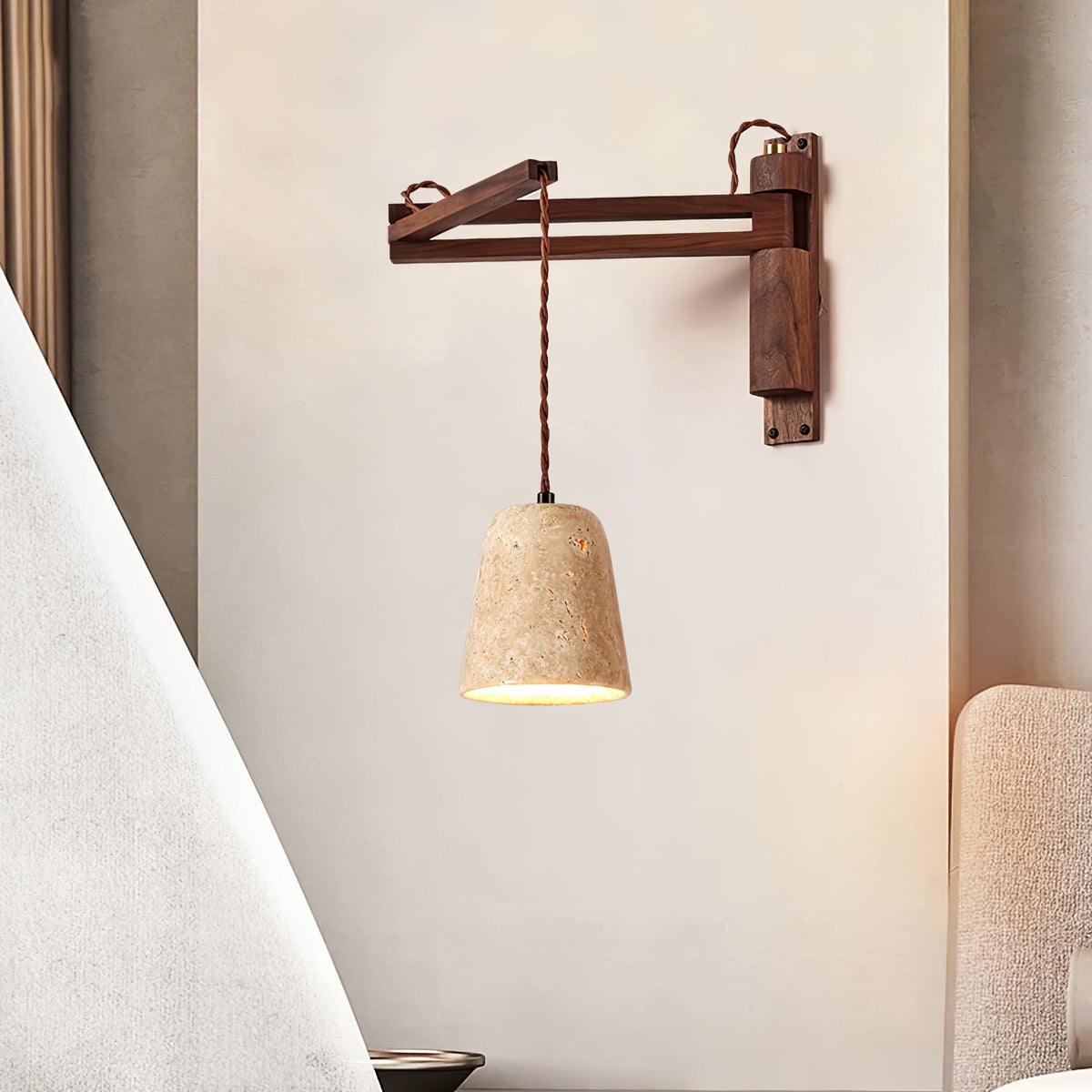 Arboren aplique de pared regulable con cúpula en travertino