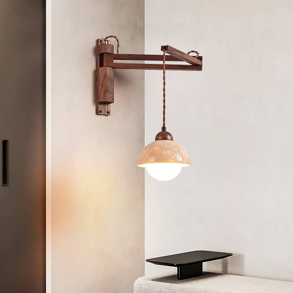 Arboren aplique de pared regulable con cúpula en travertino
