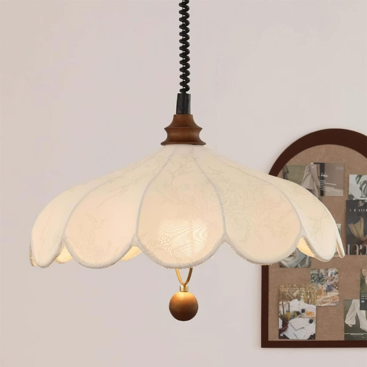 Ritta Lámpara Colgante de Tela Floral Vintage