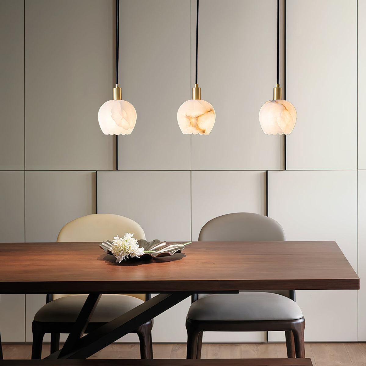 Ritta Pendant Light Flower-shaped Alabaster