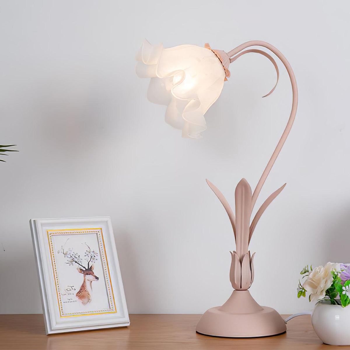 Zorien lámpara de mesa de acrílico con diseño floral