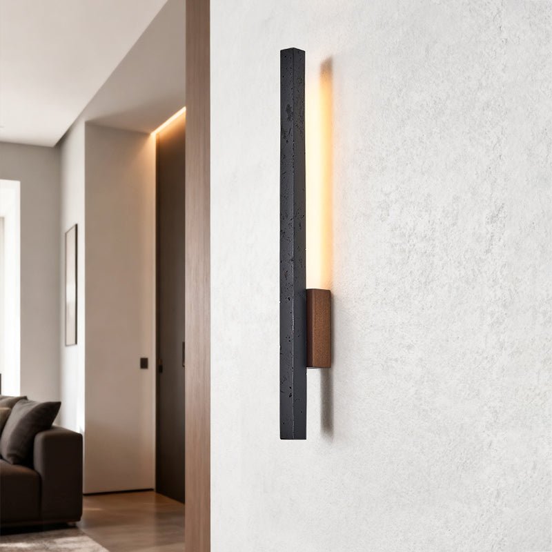 Juna aplique de pared lineal negro de travertino