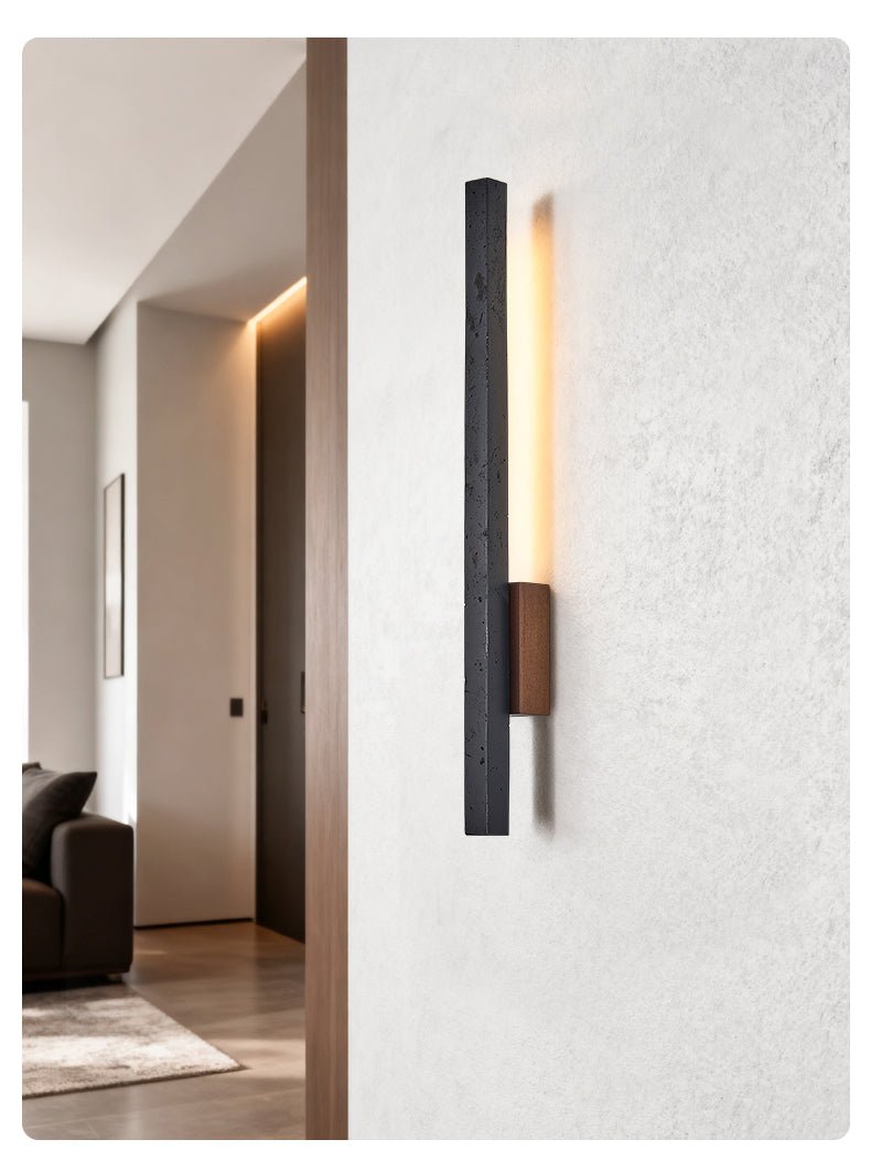 Juna aplique de pared lineal negro de travertino