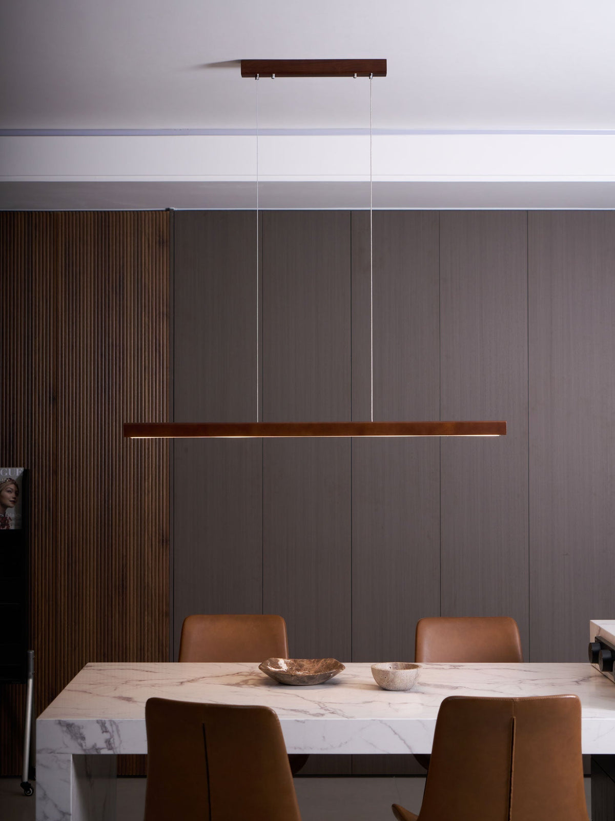 Aro lámpara colgante lineal de madera