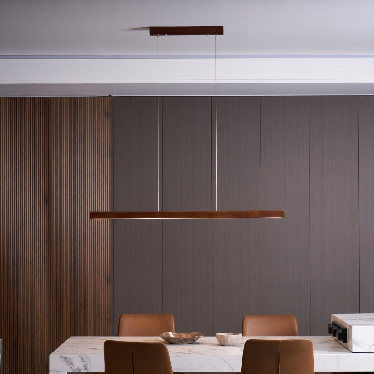 Aro lámpara colgante lineal de madera
