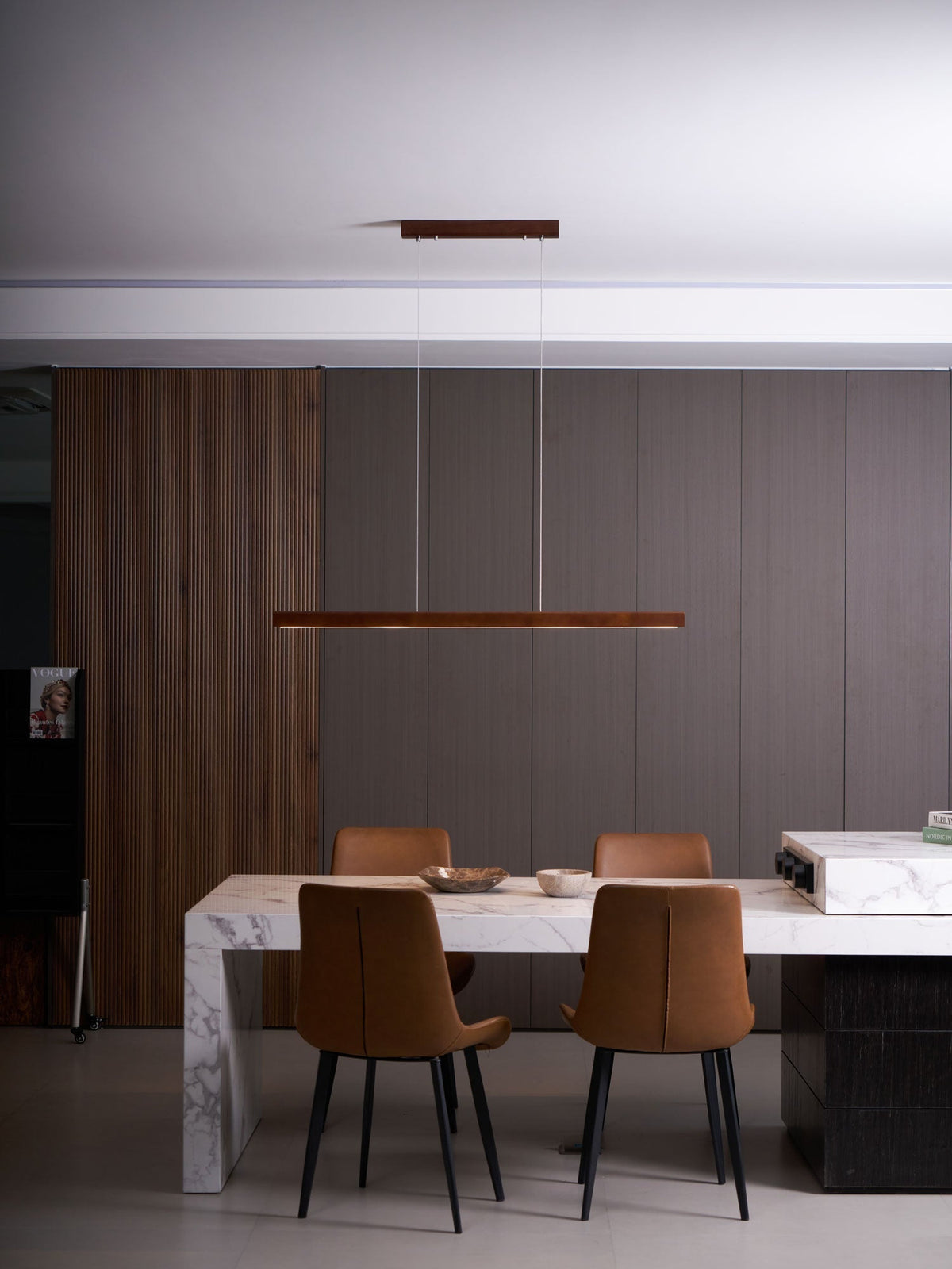 Aro lámpara colgante lineal de madera