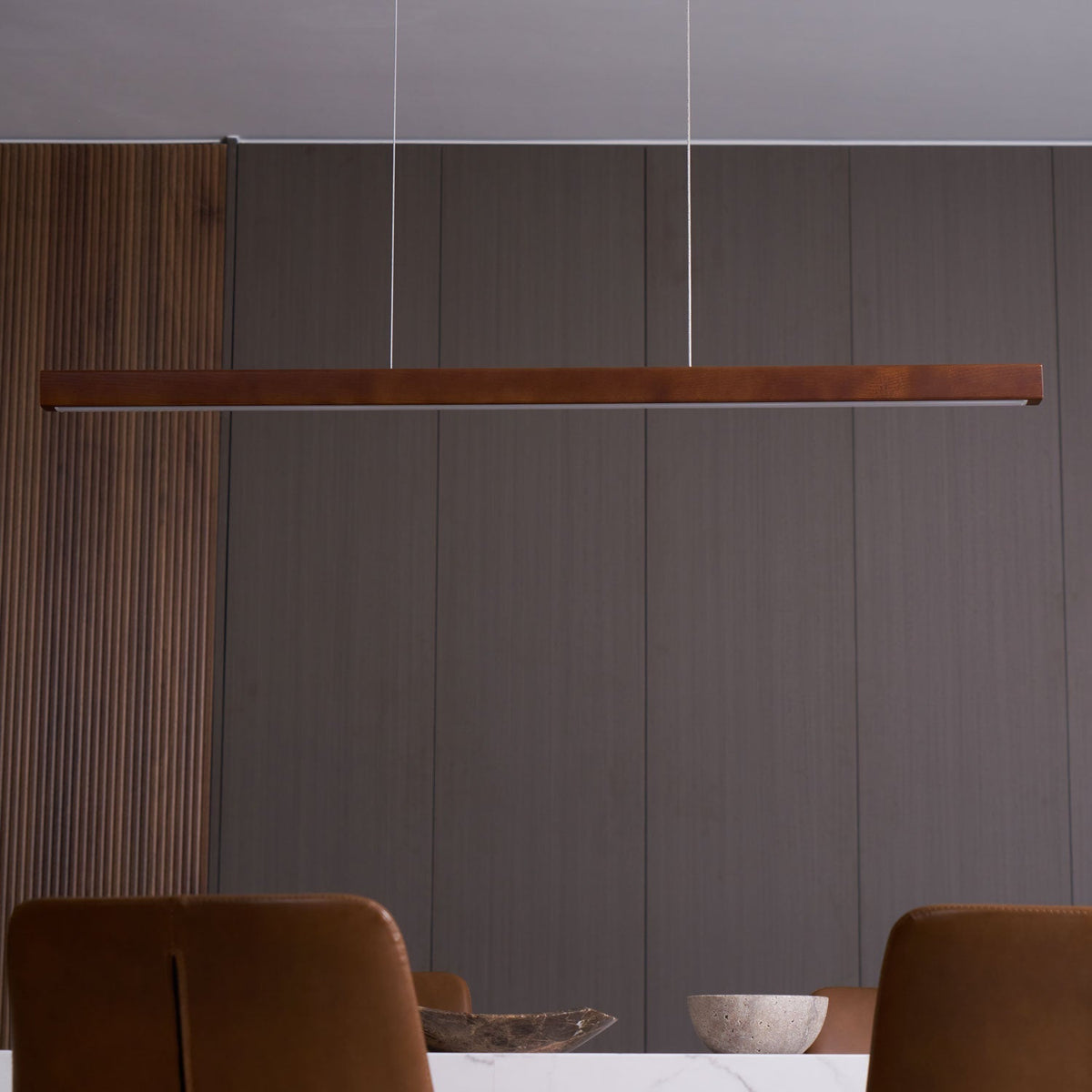 Aro lámpara colgante lineal de madera