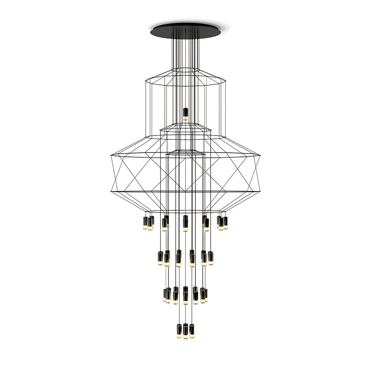 Tevenq lámpara de araña Lines negro Estructura Alambre LED