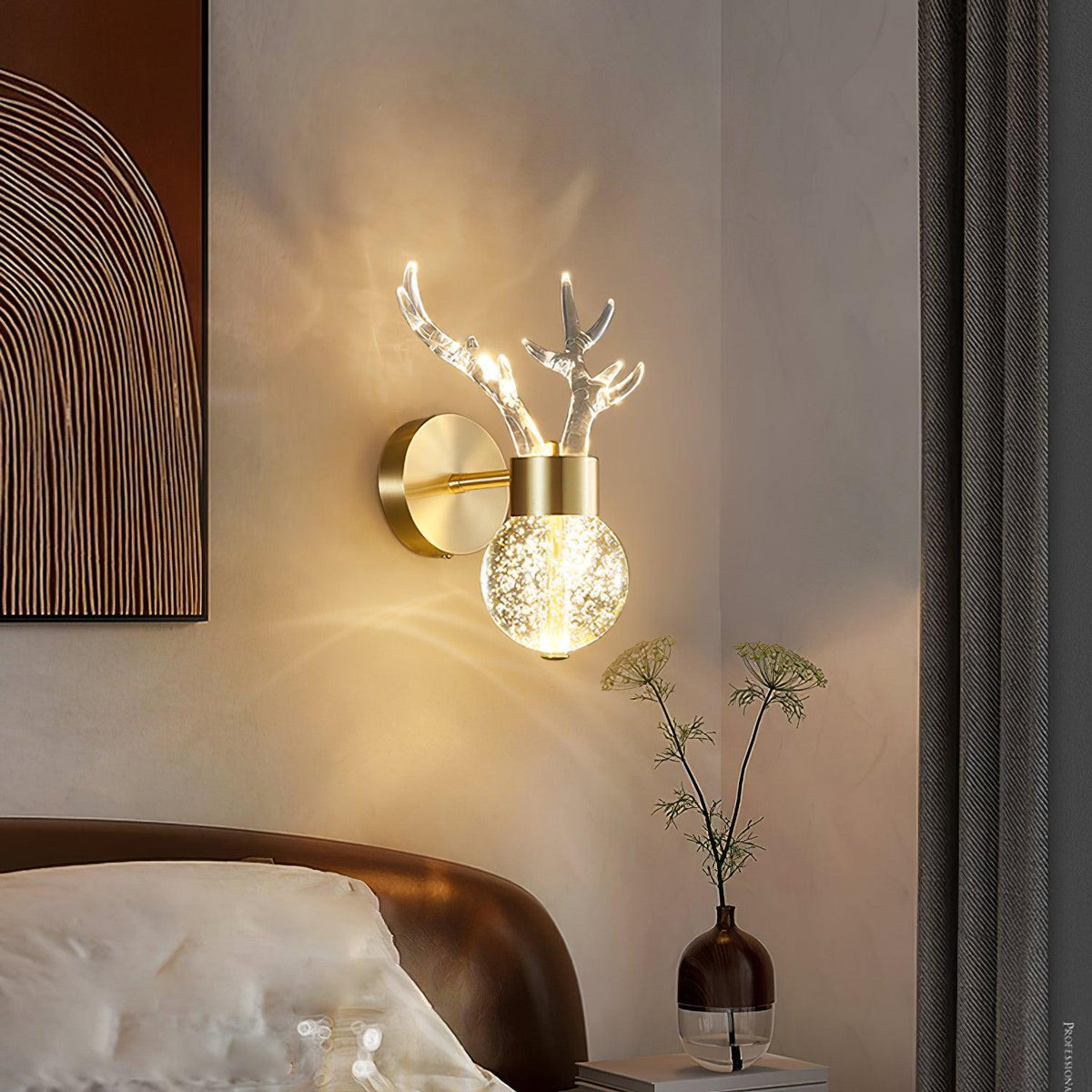 Cexi aplique de pared postmoderno lujo ciervo cristal