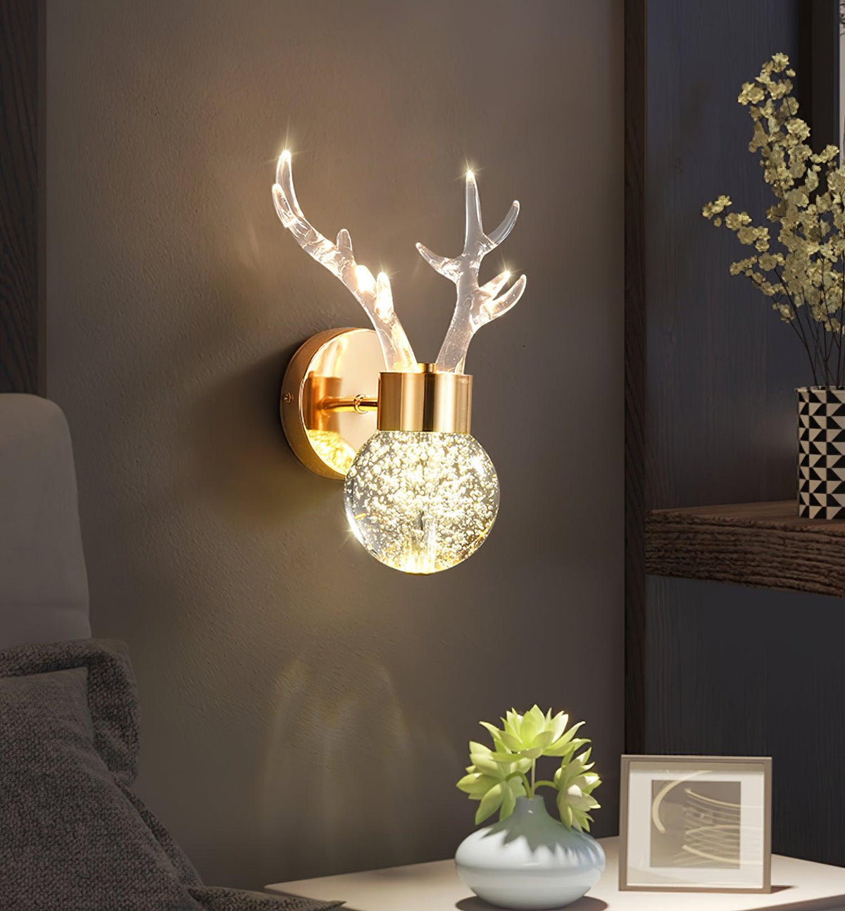 Cexi aplique de pared postmoderno lujo ciervo cristal