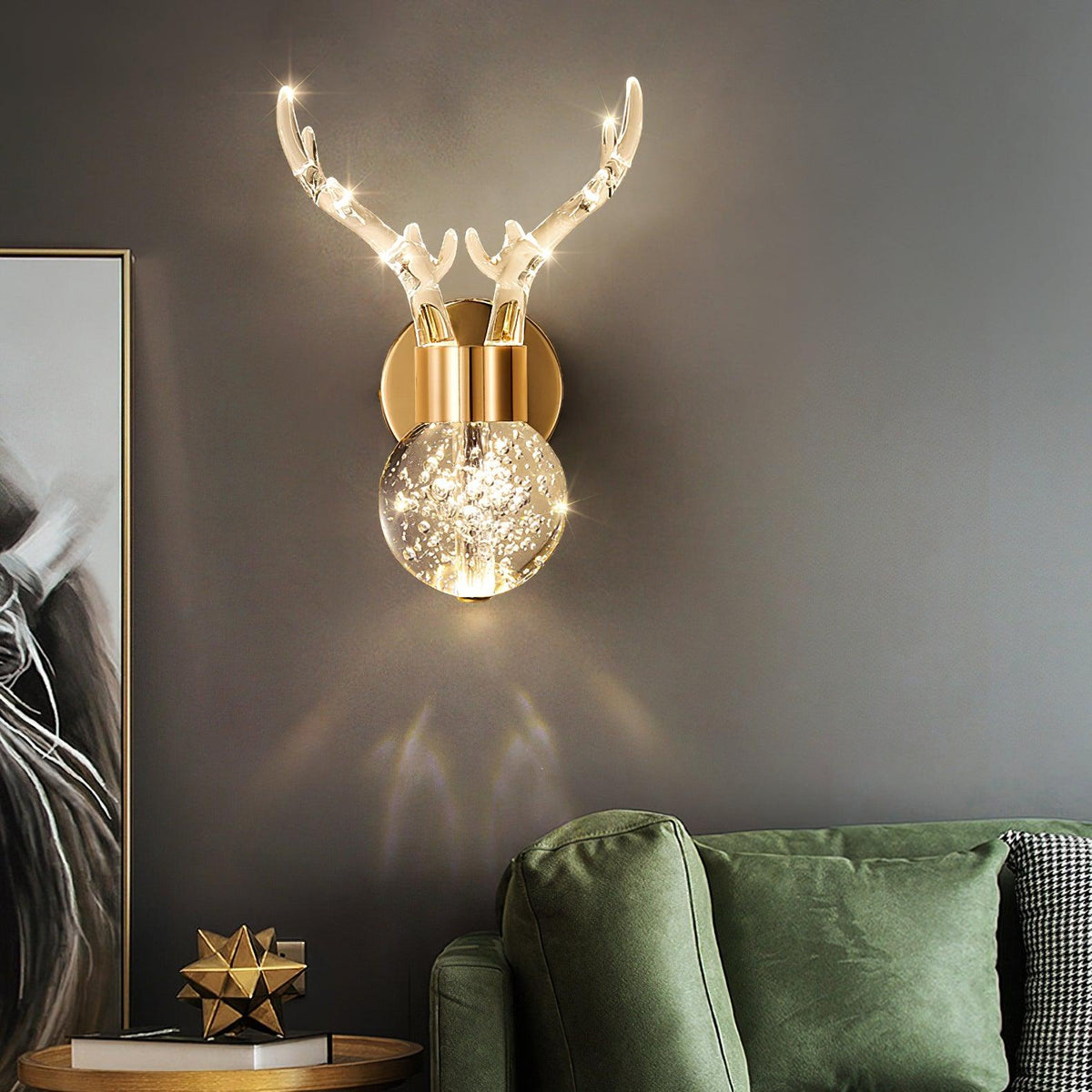 Cexi aplique de pared postmoderno lujo ciervo cristal