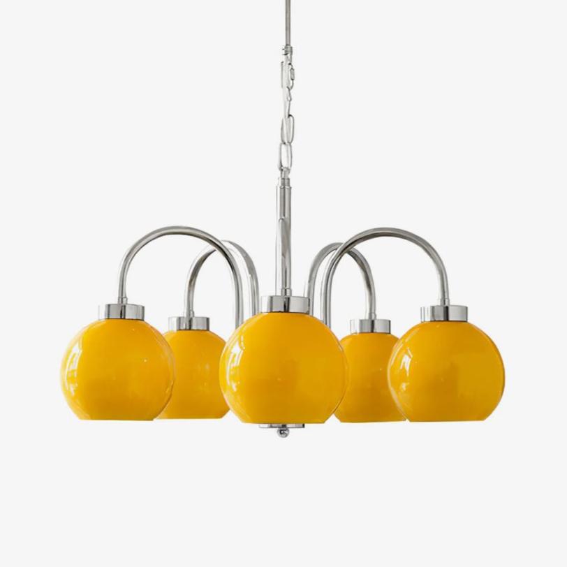 Liororian lámpara de araña con globos de vidrio amarillo