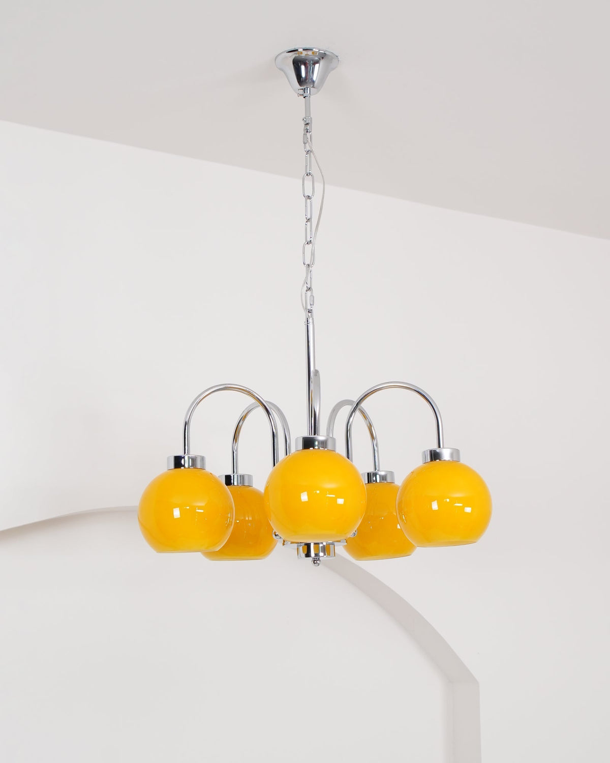 Liororian lámpara de araña con globos de vidrio amarillo
