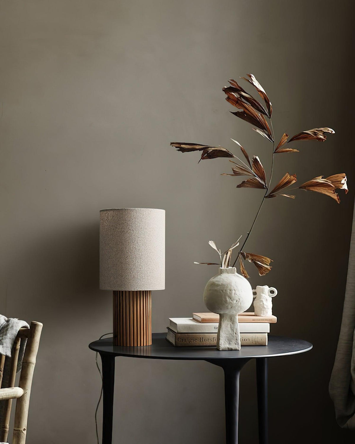 Grove lámpara de mesa vintage de tejido