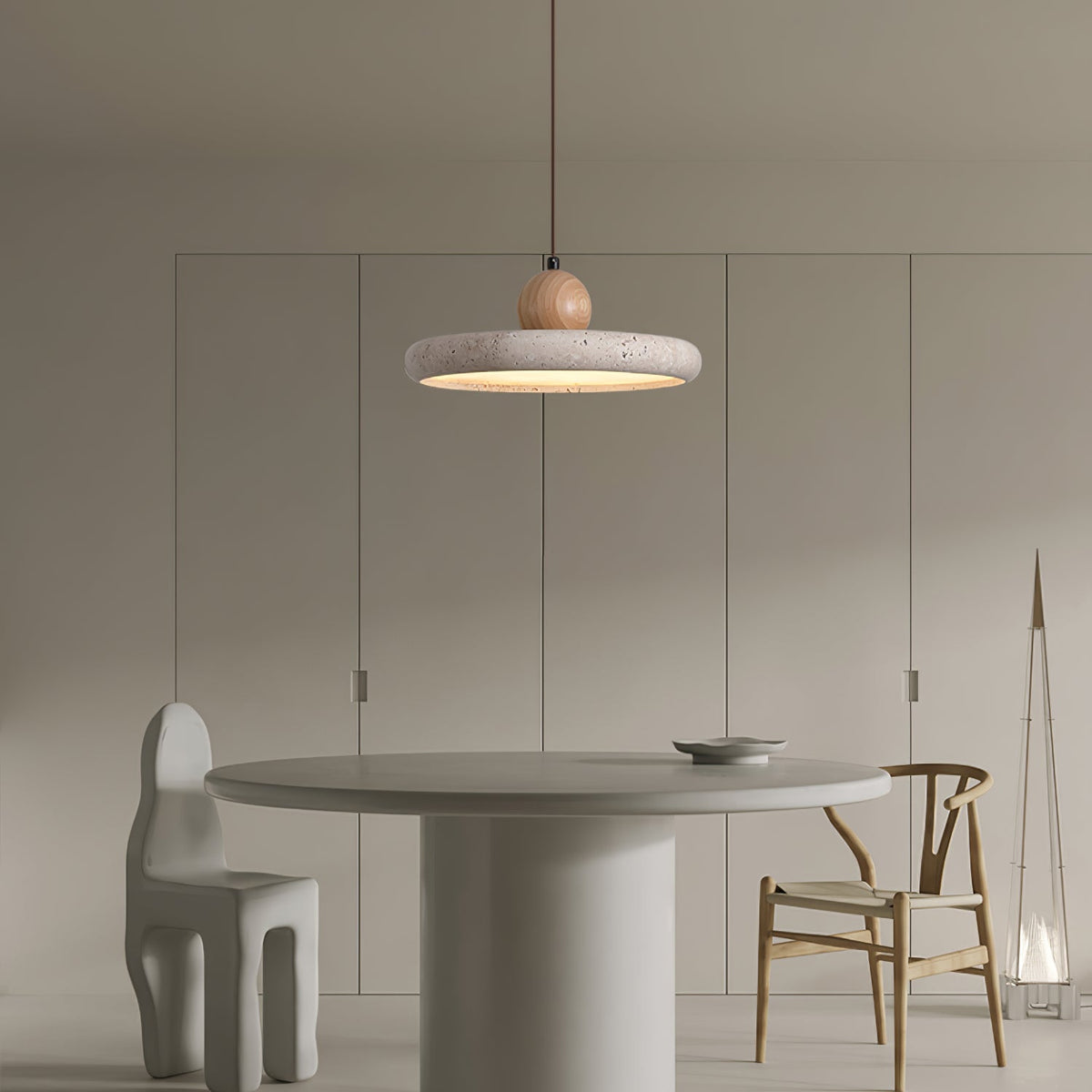 Opalyn lámpara colgante minimalista de travertino con enchufe enchufable