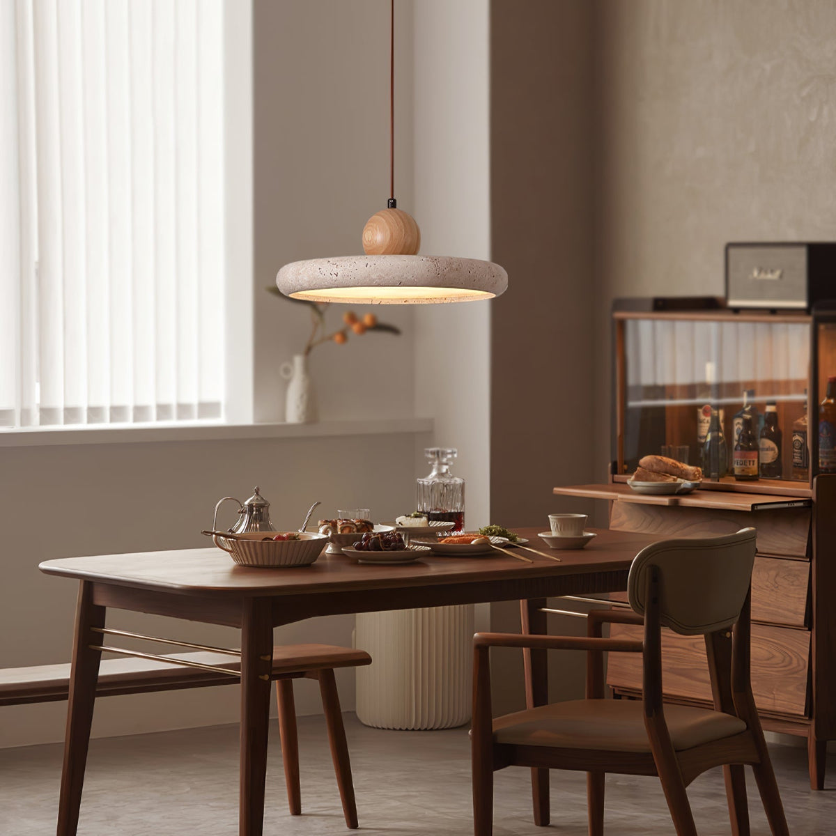 Opalyn lámpara colgante minimalista de travertino con enchufe enchufable