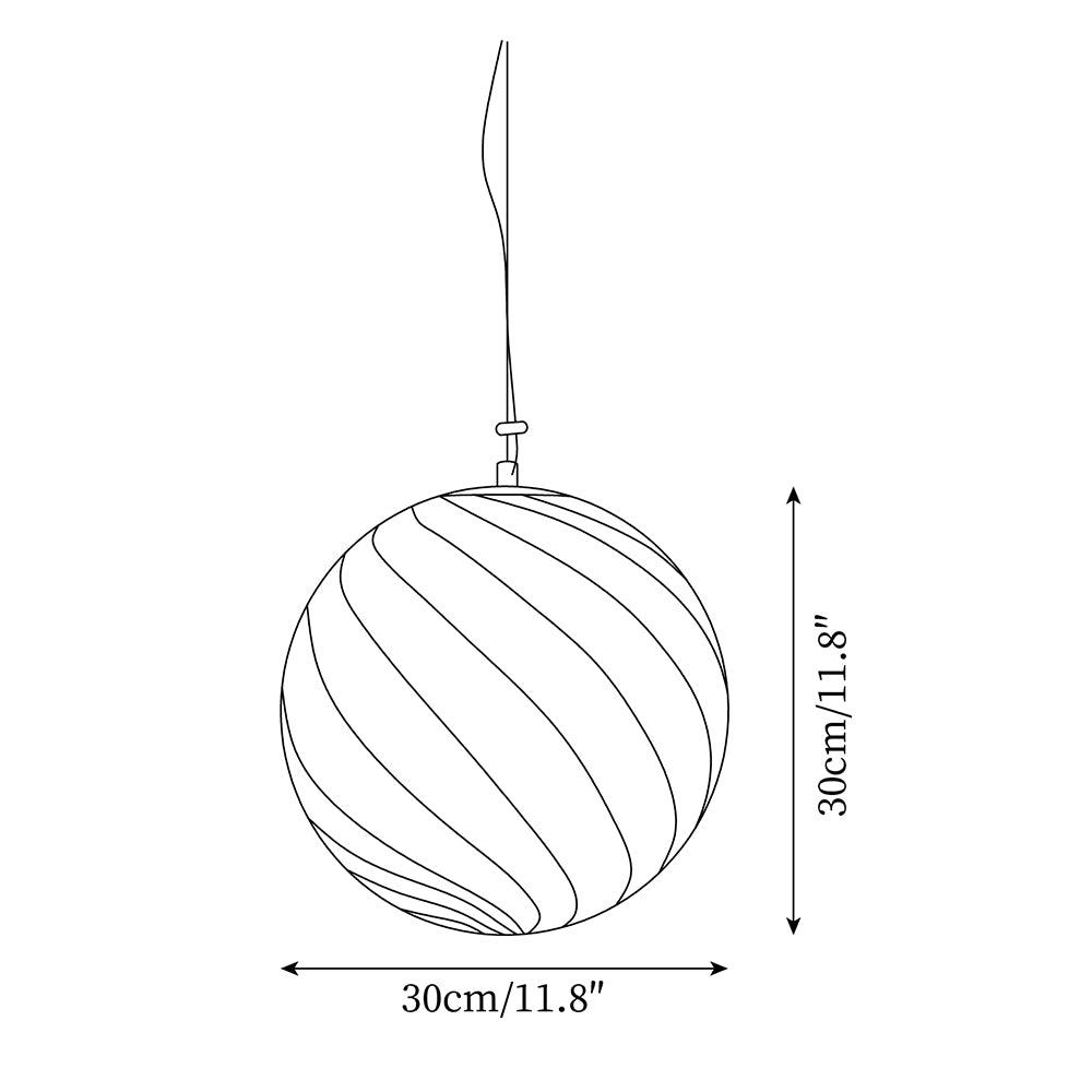 Kairo lámpara colgante de vidrio con esfera y rayas en espiral verde