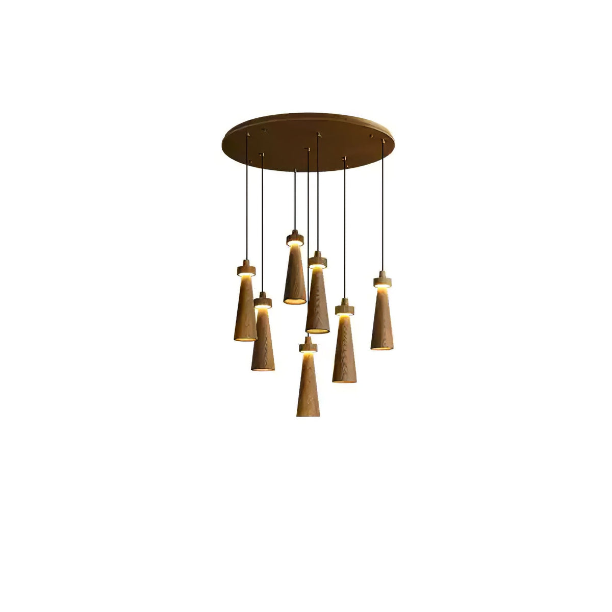 Taper Lámpara Colgante Negro Minimalista Madera