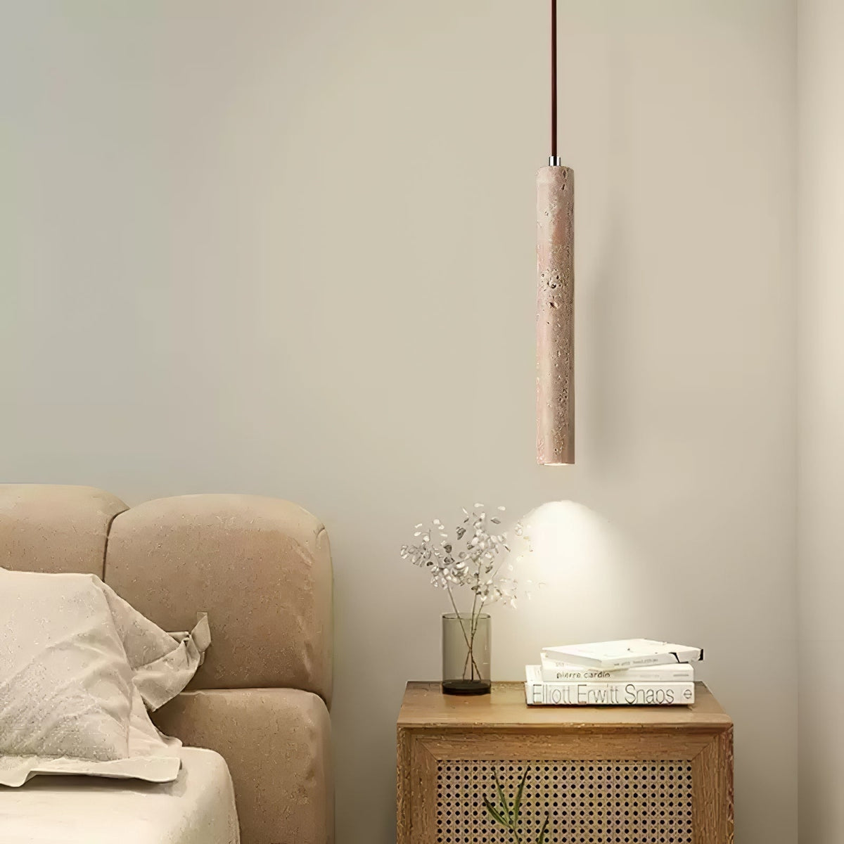 Sular lámpara colgante cilíndrica de travertino