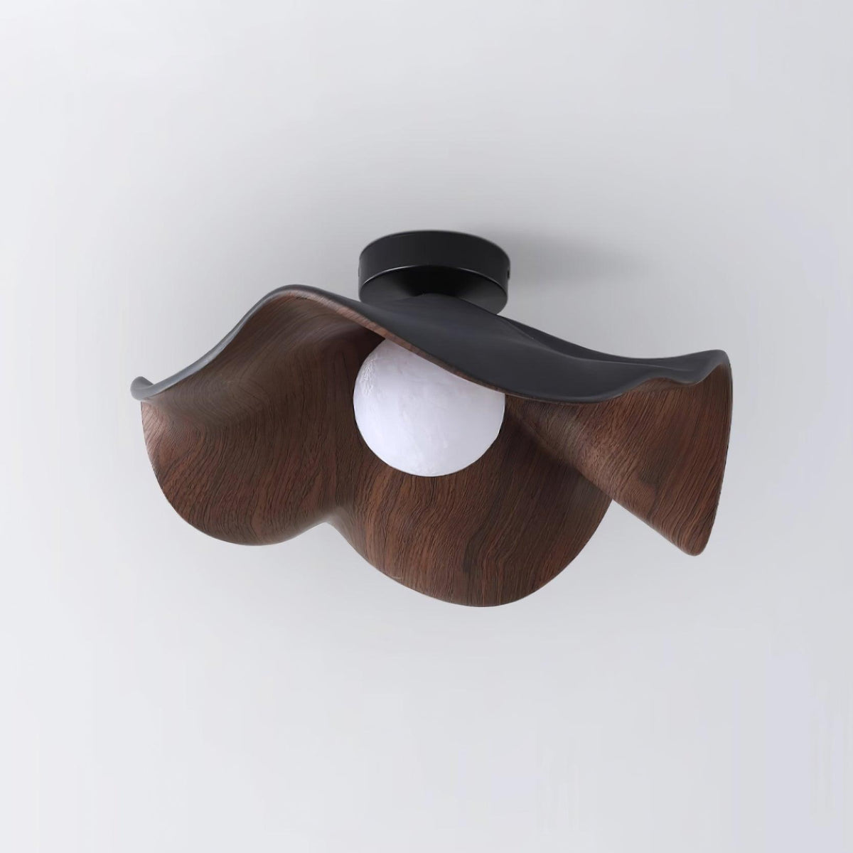 Belenor lámpara de techo Lotus Leaf con acabado de madera y blanco