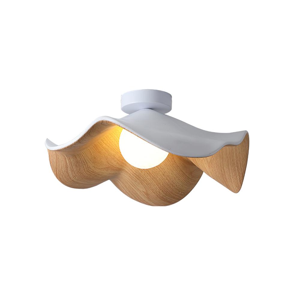 Belenor lámpara de techo Lotus Leaf con acabado de madera y blanco