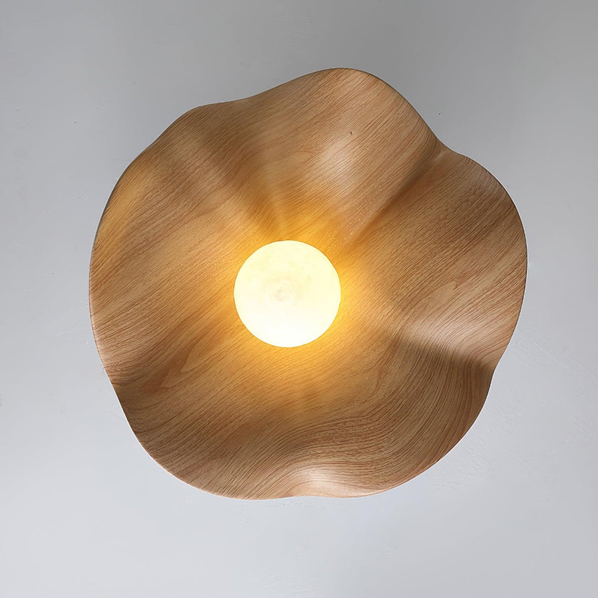 Belenor lámpara de techo Lotus Leaf con acabado de madera y blanco