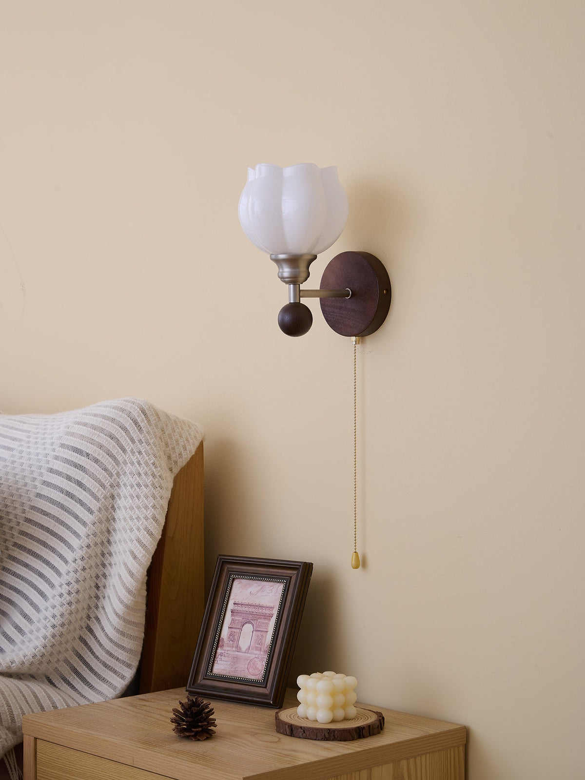 Lucille aplique de pared elegancia de estilo clásico Art vidrio madera