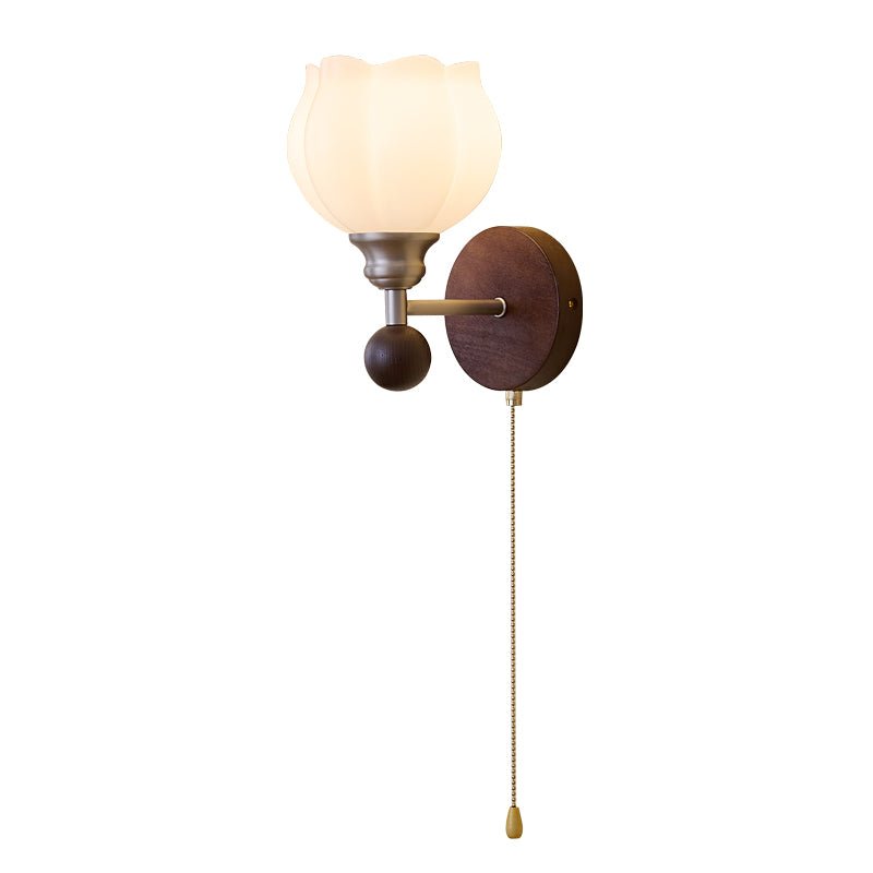 Lucille aplique de pared elegancia de estilo clásico Art vidrio madera