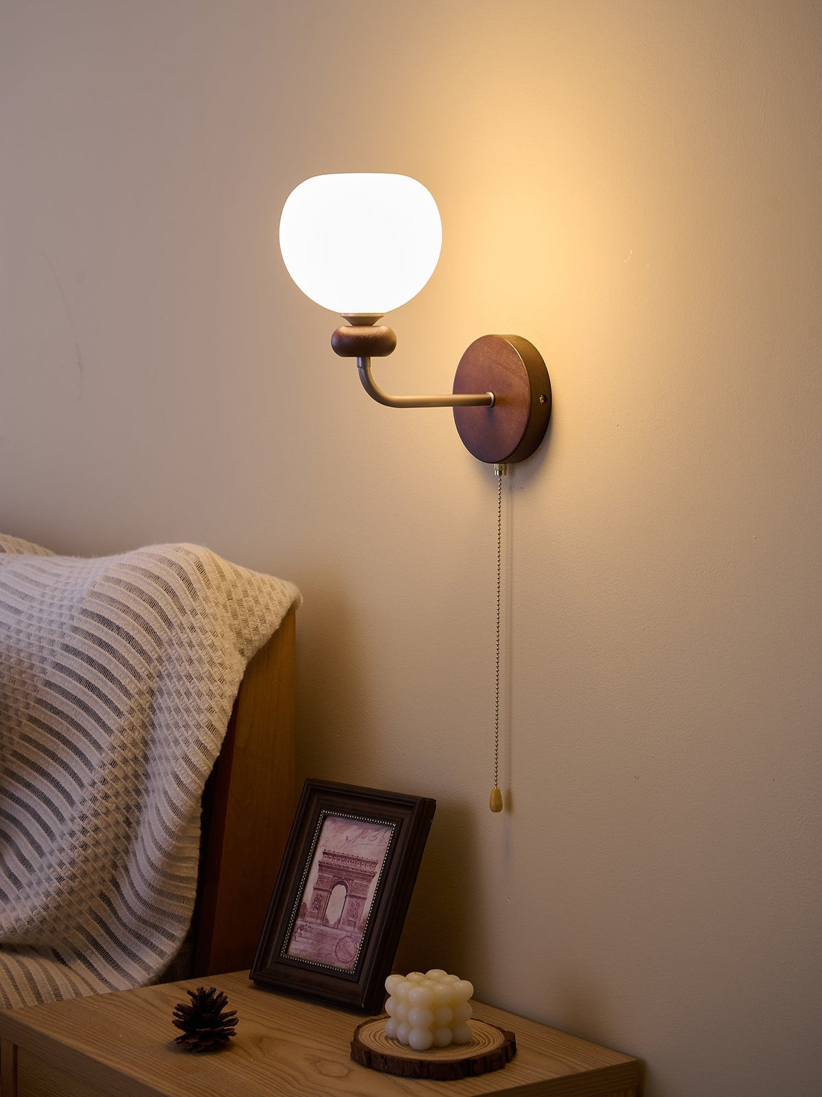 Lucille aplique de pared elegancia de estilo clásico Art vidrio madera