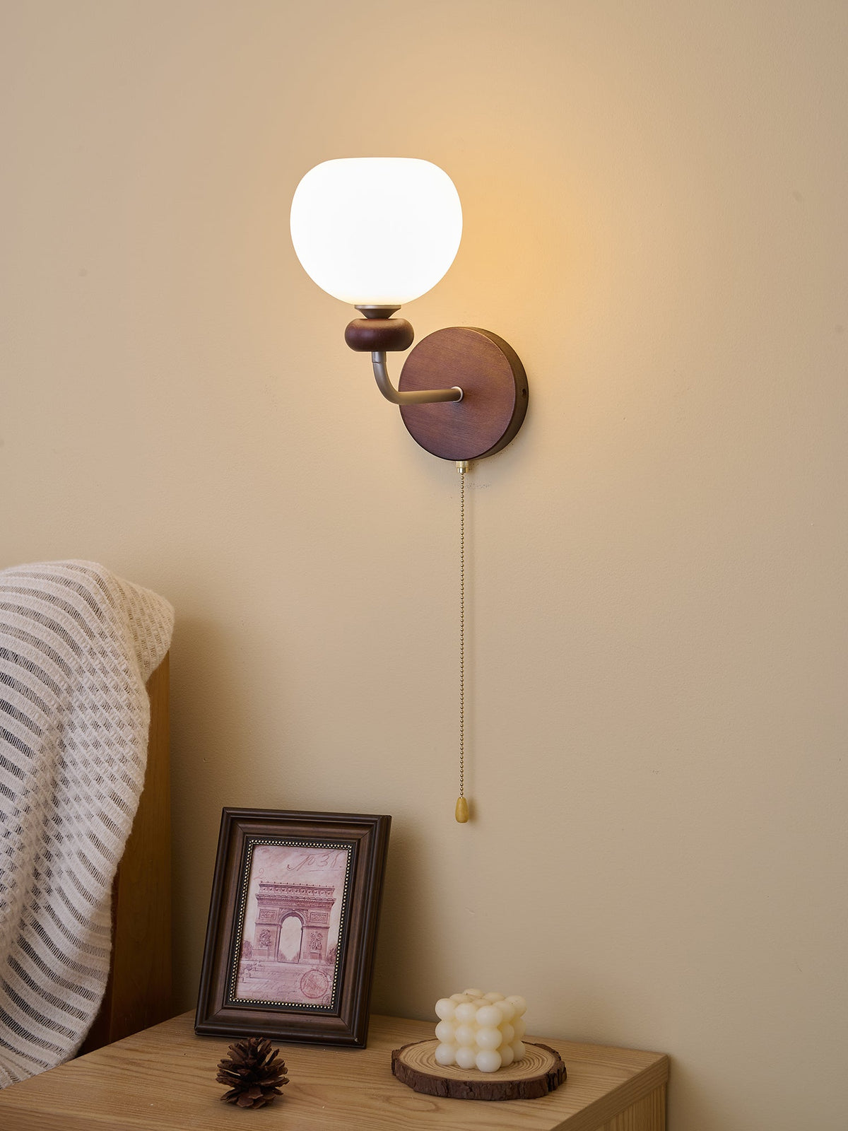Lucille aplique de pared elegancia de estilo clásico Art vidrio madera