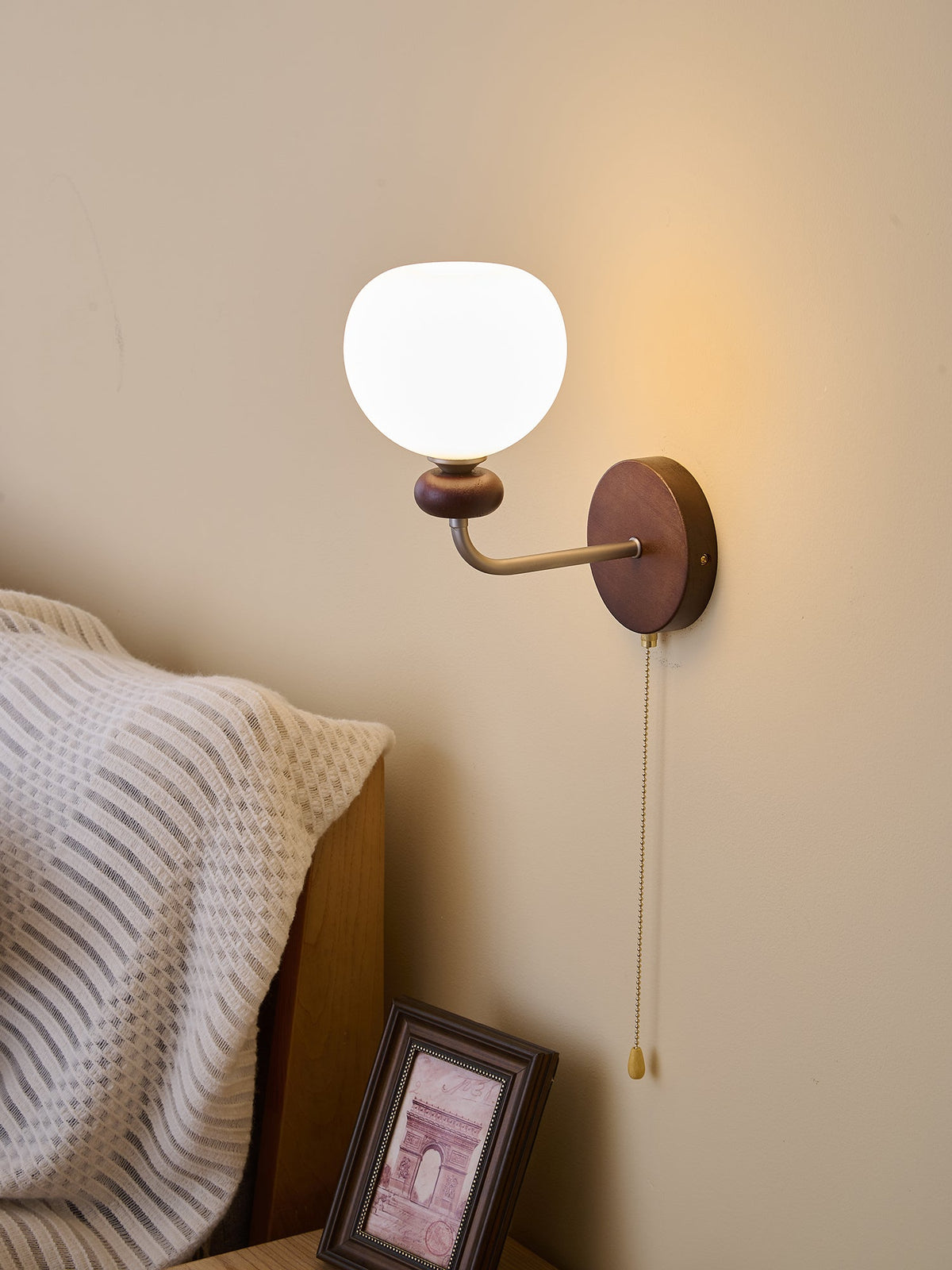 Lucille aplique de pared elegancia de estilo clásico Art vidrio madera