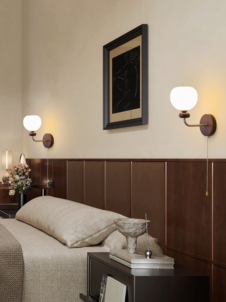 Lucille aplique de pared elegancia de estilo clásico Art vidrio madera