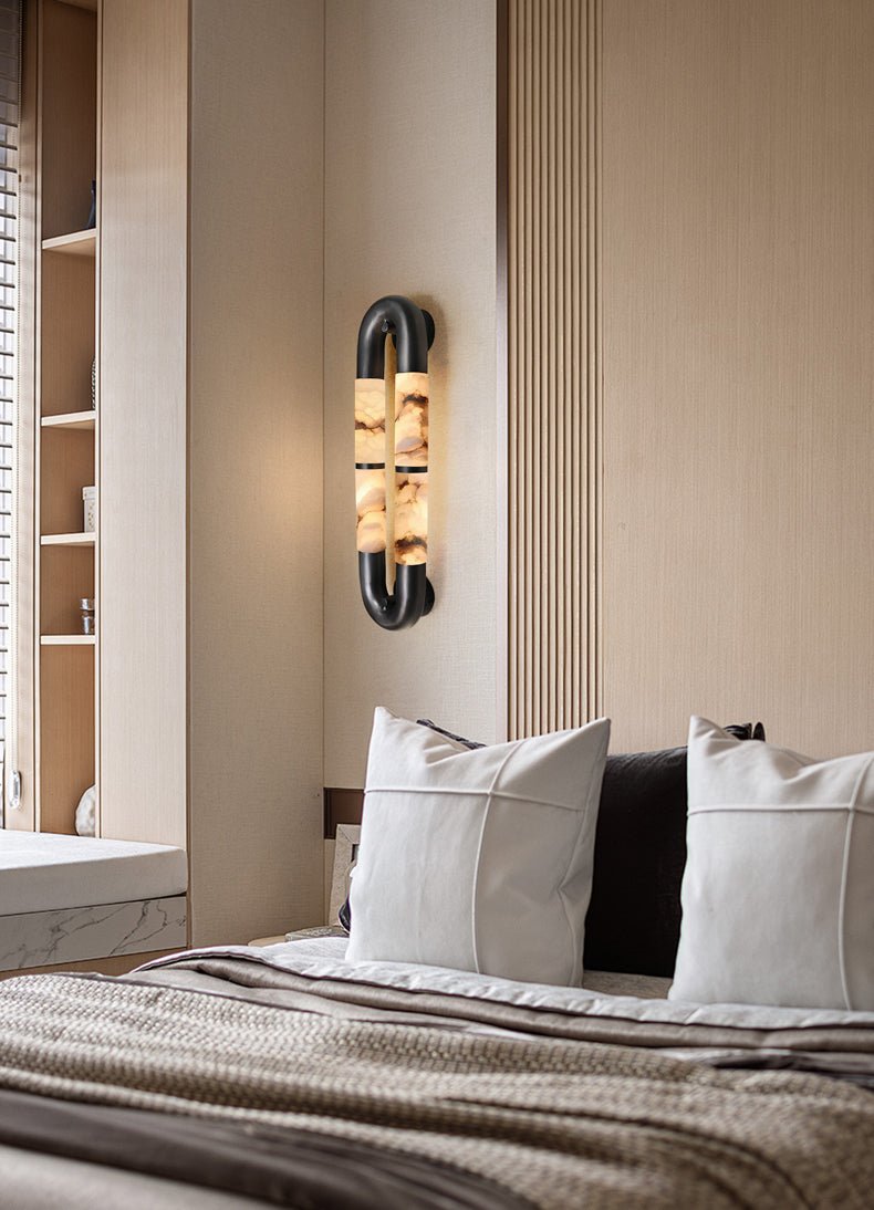 Gloxa Arc Twin aplique de pared alabastro