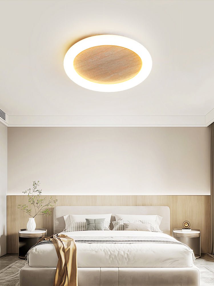 Kaia lámpara de techo Halo en travertino amarillo minimal