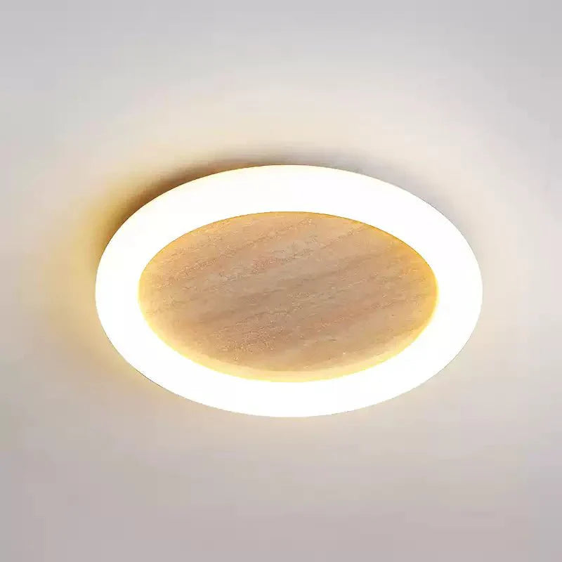 Kaia lámpara de techo Halo en travertino amarillo minimal