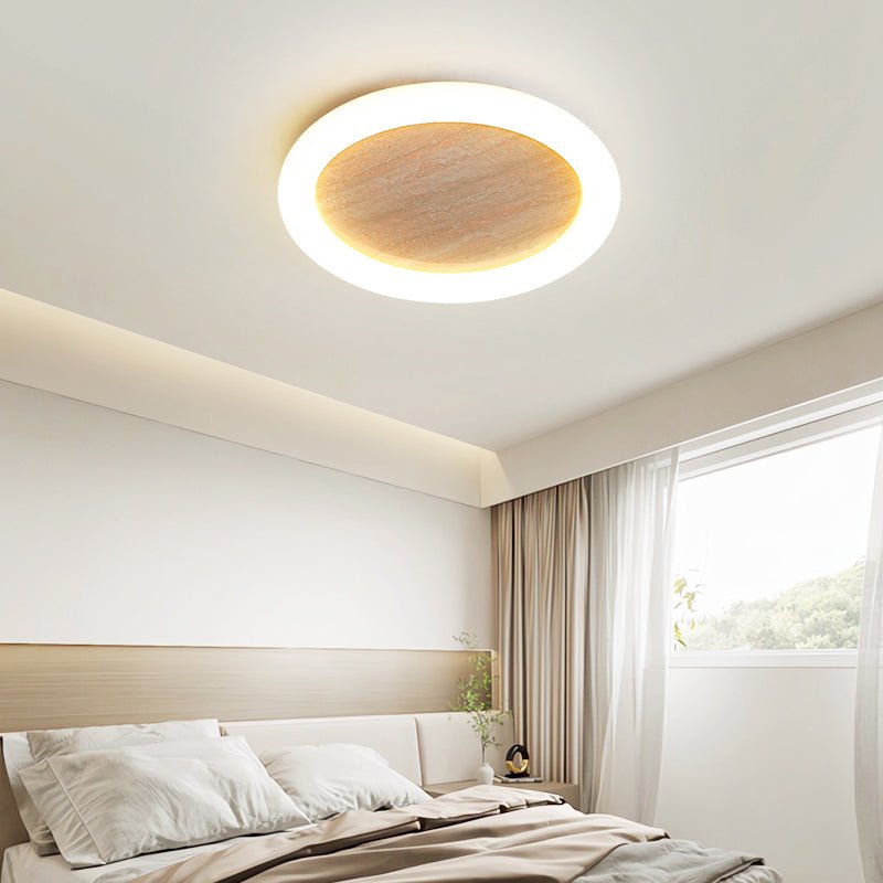 Kaia lámpara de techo Halo en travertino amarillo minimal